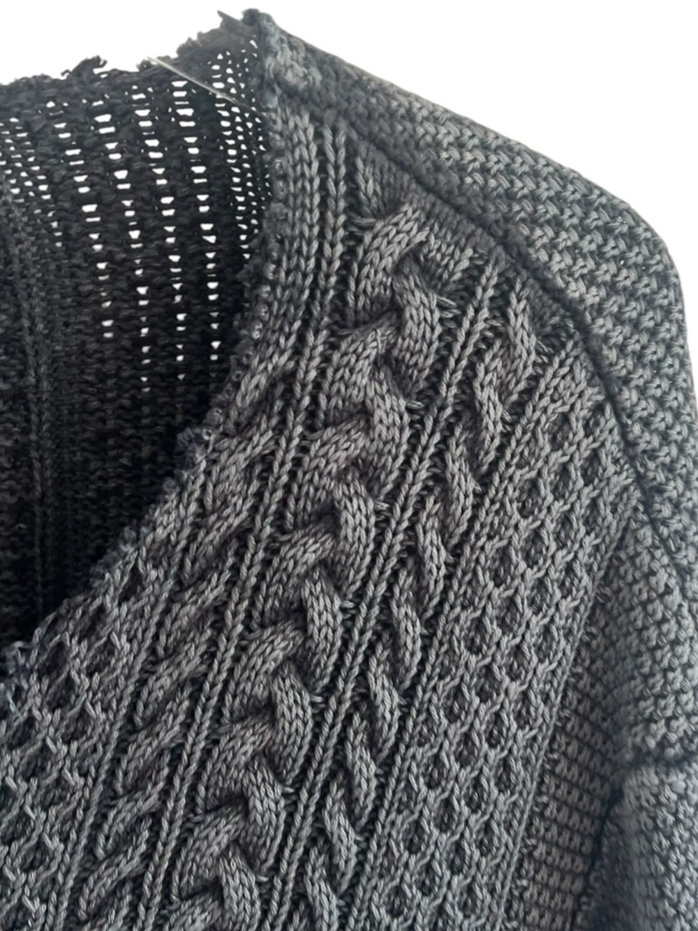 Paige Women's Gray Cable Knit Button-Front Sweater Cardigan - Picture 2 of 5